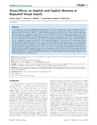 Sleep-Effects on Implicit and Explicit Memory in Repeated Visual Search