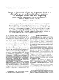 Streptococcus Adjacens and Streptococcus Defectivus to Abiotrophia Gen