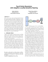 Top-K Entity Resolution with Adaptive Locality-Sensitive Hashing