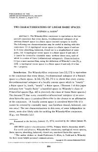 Two Characterizations of Linear Baire Spaces 205