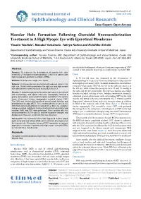 Macular Hole Formation Following Choroidal Neovascularization