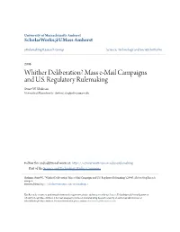 Mass E-Mail Campaigns and US Regulatory Rulemaking