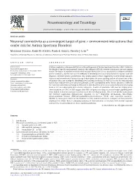 Neuronal Connectivity As a Convergent Target of Gene × Environment Interactions That Confer Risk for Autism Spectrum Disorders
