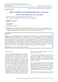 Reiki: a Modality Towards Holistic Approach to Cancer Cure