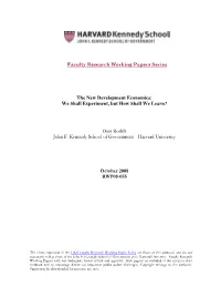 The New Development Economics: We Shall Experiment, but How Shall We Learn?