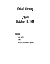Virtual Memory CS740 October 13, 1998