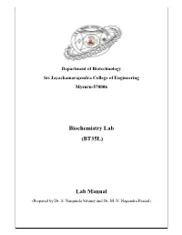 Biochemistry Lab (BT35L) Lab Manual