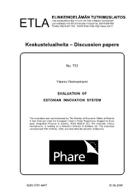 Evaluation of Estonian Innovation System