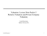 Lecture Note Packet 2 Relative Valuation and Private Company