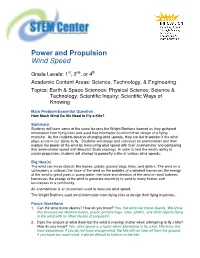 Power and Propulsion Wind Speed