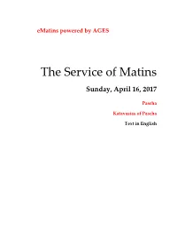 The Service of Matins