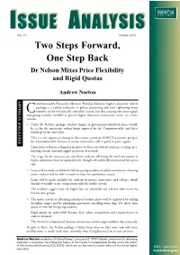 Two Steps Forward, One Step Back Dr Nelson Mixes Price Flexibility and Rigid Quotas Andrew Norton
