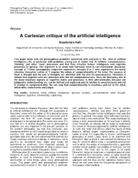 A Cartesian Critique of the Artificial Intelligence
