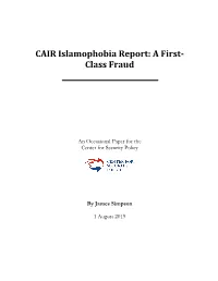 CAIR Islamophobia Report- a First-Class Fraud