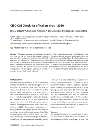 CISO-COI Check-List of Italian Birds - 2020