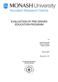 Evaluation of Pre-Driver Education Program