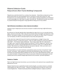 Material Selection Guide Polyurethane (Non-Foam) Molding Compounds