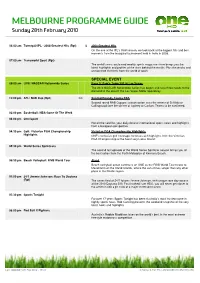 MELBOURNE PROGRAMME GUIDE Sunday 28Th February 2010