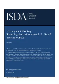 Offsetting Under US GAAP and IFRS