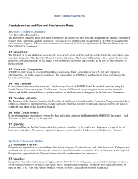 Rules and Procedures Administration and General Conference Rules