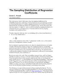 Sampling Distribution of the Regression Coefficient