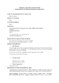 Technical Specifications for the Registration of the Geographical Indication
