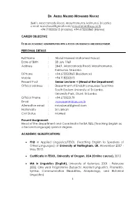 Abdul Majeed Mohamed Navaz; Date Of