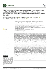 Oral Administration of Ginger-Derived Lipid Nanoparticles and Dmt1