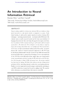 An Introduction to Neural Information Retrieval