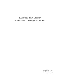 London Public Library Collection Development Policy