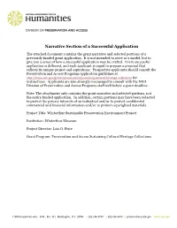 Narrative Section of a Successful Application