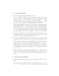 1 SL2(R) Problems 1 2 1