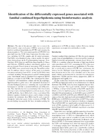 Identification of the Differentially Expressed Genes Associated with Familial Combined Hyperlipidemia Using Bioinformatics Analysis
