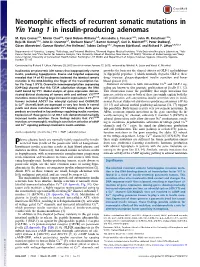 Neomorphic Effects of Recurrent Somatic Mutations in Yin Yang 1 in Insulin-Producing Adenomas