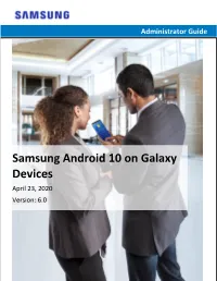 Samsung Android 10 on Galaxy Devices Administrator Guide Revision History