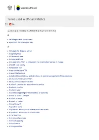 Statistics Poland / Metainformation / Glossary / Terms Used in Official