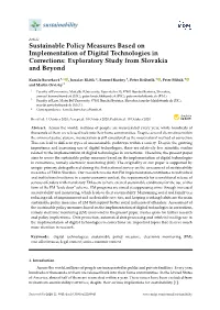 Sustainable Policy Measures Based on Implementation of Digital Technologies in Corrections: Exploratory Study from Slovakia and Beyond