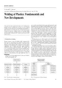 Welding of Plastics: Fundamentals and New Developments