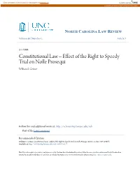 Effect of the Right to Speedy Trial on Nolle Prosequi William S