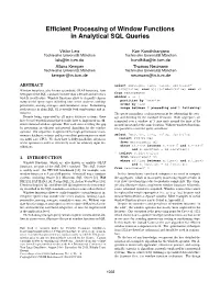 Efficient Processing of Window Functions in Analytical SQL Queries