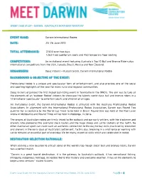 EVENT CASE STUDY – DARWIN, AUSTRALIA's NORTHERN TERRITORY EVENT NAME: Darwin International Rodeo DATE: 25 -26 June 2010