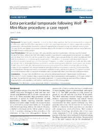 Extra-Pericardial Tamponade Following Wolf Mini-Maze Procedure: a Case Report James P