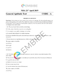 General Aptitude Test CODE - A