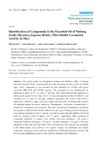 Myristica Fragrans Houtt.) That Inhibit Locomotor Activity in Mice