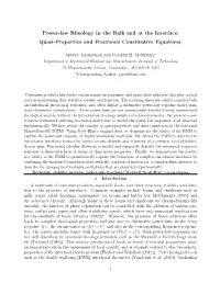 Power-Law Rheology in the Bulk and at the Interface: Quasi-Properties and Fractional Constitutive Equations