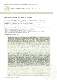 Using Te Reo Māori and Ta Re Moriori in Taxonomy