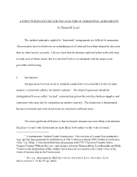 A Structured Outline for the Analysis of Horizontal Agreements