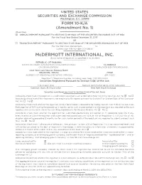 Mcdermott INTERNATIONAL, INC. (Exact Name of Registrant As Specified in Its Charter)