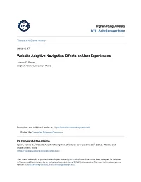 Website Adaptive Navigation Effects on User Experiences