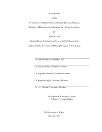 A Comparison of Behavioral and Auditory Brainstem Response